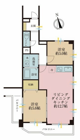 ライオンズマンション板橋赤塚(2LDK) 2階の間取り図