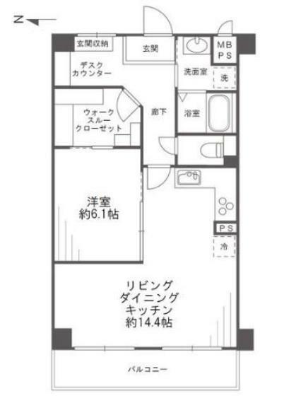 ライオンズマンション千本丸太町(1LDK) 2階の間取り図