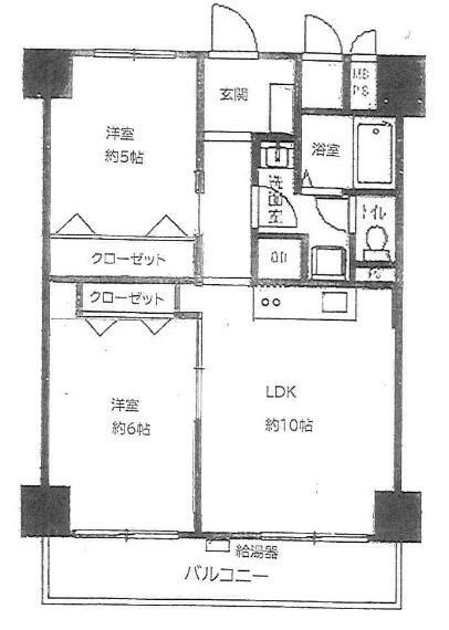 南堀江第二スカイハイツ(2LDK) 2階の間取り図