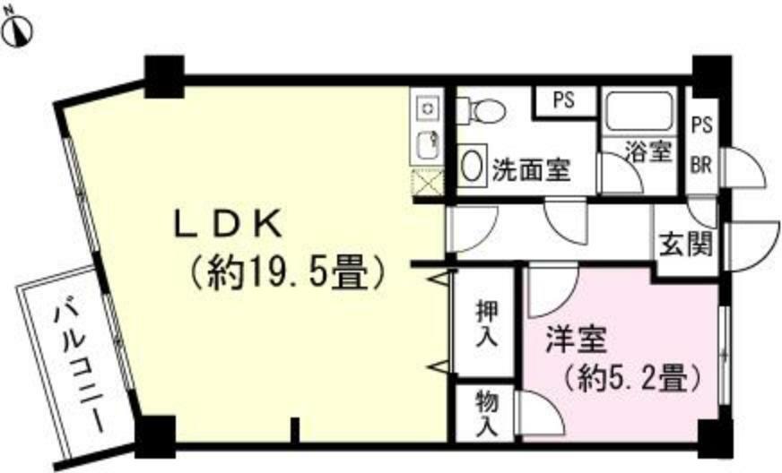富士高原コンドB棟(1LDK) 5階の間取り図