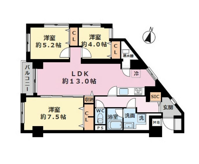 ヴェラハイツ石神井台(3LDK) 3階の間取り図