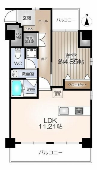 ライオンズマンション栄第3(1LDK) 5階の間取り図