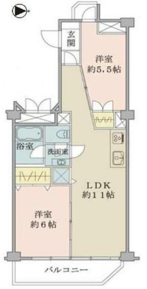 サンコーポ勝田台(2LDK) 5階の間取り図