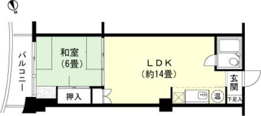 マンション南熱海(1LDK) 8階の間取り図