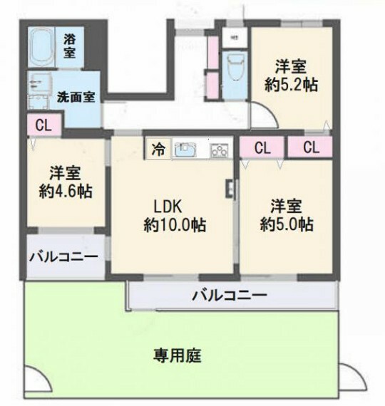 コスモ北戸田(3LDK) 1階の間取り図