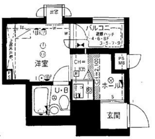 ライオンズマンション神戸(1K) 3階の間取り図