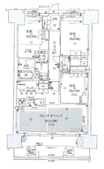 ジオ高槻大畑町(3LDK) 4階の間取り図