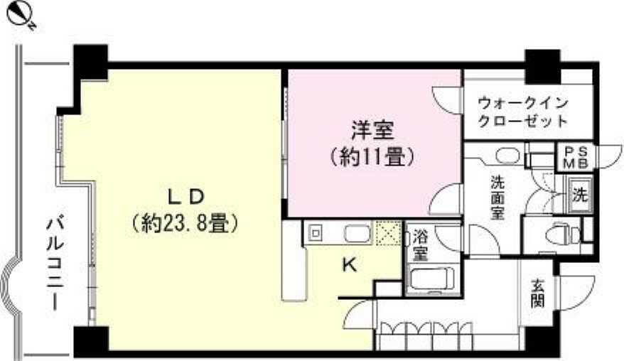 中銀ライフケア第3伊豆山23号館B(1LDK) 1階の間取り図