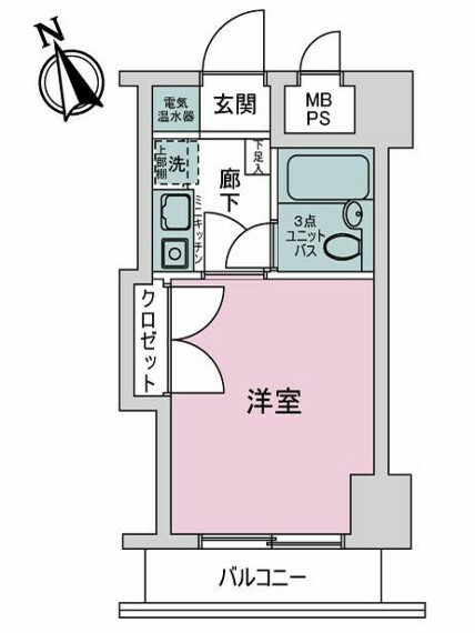 レクセル長岡(1K) 11階の間取り図