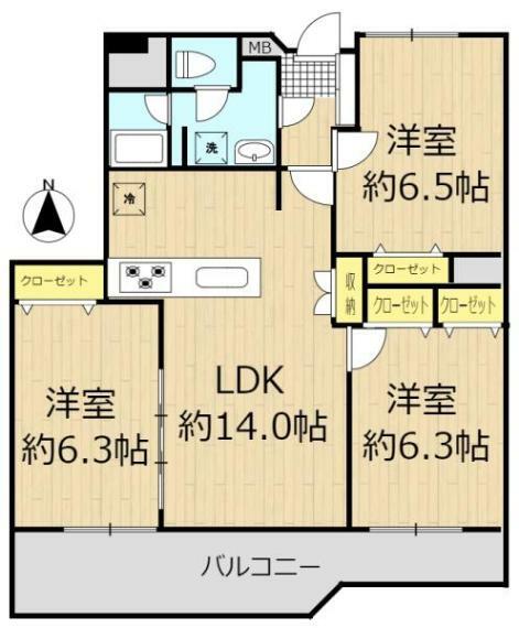 昭島つつじが丘ハイツ14号棟(3LDK) 10階の間取り図