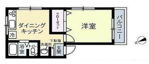 三田池袋西コーポ(1DK) 3階の間取り図