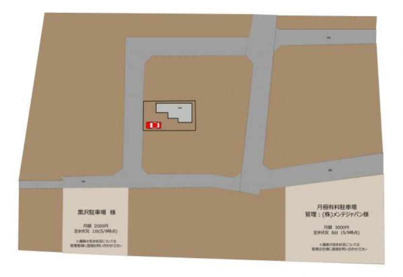 【区画図1】1台駐車可能、近隣に月極駐車場もございます。