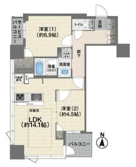 プレサンスレジェンド堺筋本町タワー(2LDK) 8階の間取り図