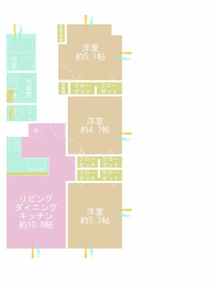 第2北烏山ヒミコマンション(3LDK) 3階の間取り図