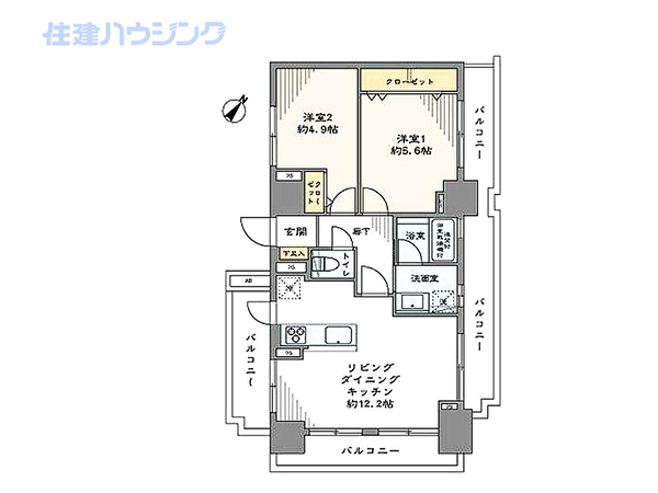リーラ文京本駒込(2LDK) 10階の間取り図