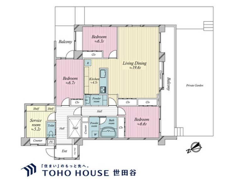 3LDK＋S（納戸）専有面積110.01m2、バルコニー面積15.75m2