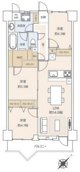 ライオンズヒルズ和光(3LDK) 2階の間取り図