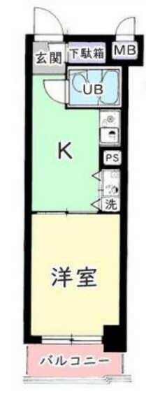 ライオンズマンション板橋(1DK) 4階の間取り図