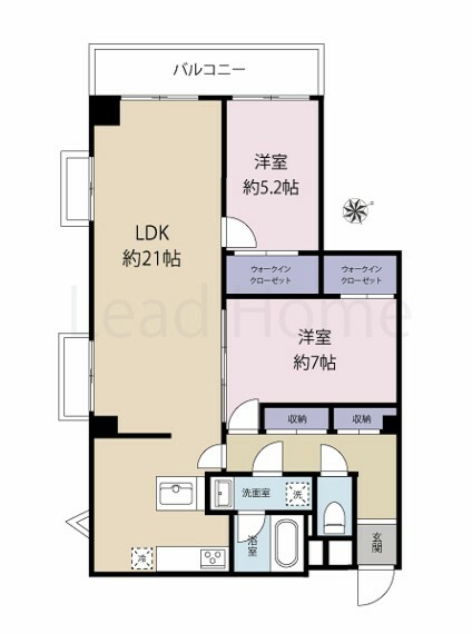 白金台桜苑マンション(2LDK) 3階の間取り図