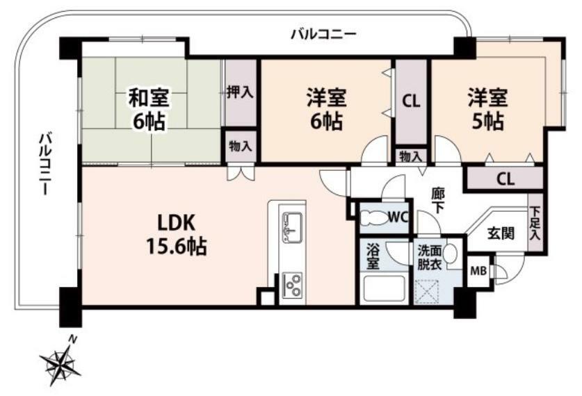 エンゼルハイム井尻(3LDK) 4階の間取り図