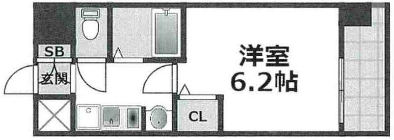 エステムコート四天王寺夕陽丘(1K) 3階の間取り図