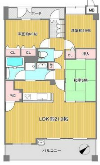 ロイヤルアーク上新庄(3LDK) 2階の間取り図