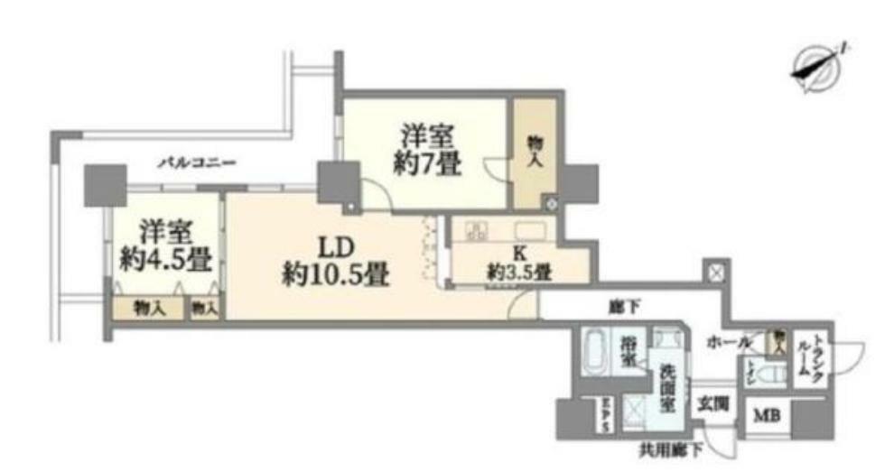 ヨコハマポートサイドロア壱番館(2LDK) 24階の間取り図