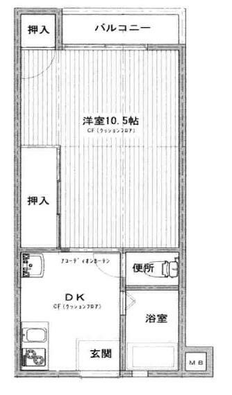 池島町住宅(1DK) 5階の間取り図