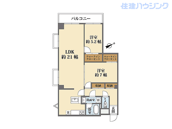 白金台桜苑マンション(2LDK) 3階の間取り図