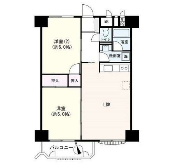 東武西新井東口サンライトマンション(2LDK) 11階の間取り図