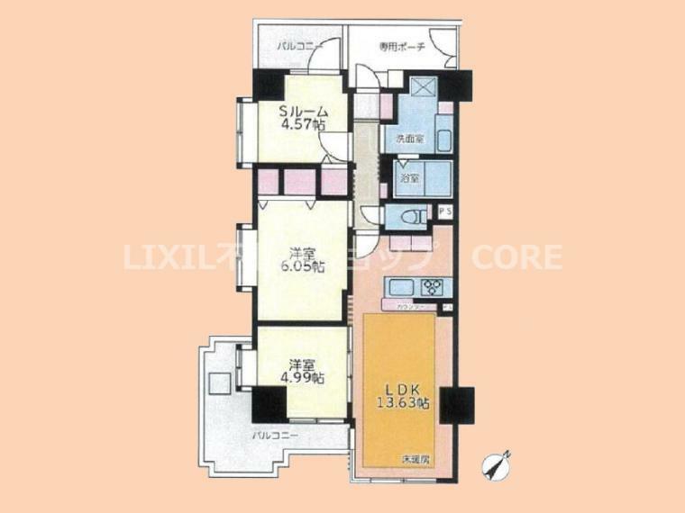 ライオンズステーションプラザ小田急相模原(2LDK) 5階の間取り図