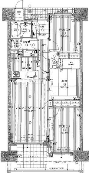 ロイヤルガーデンサンポート高松(3LDK) 3階の間取り図