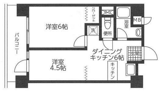 トーア錦糸町マンション(1LDK) 2階の間取り図