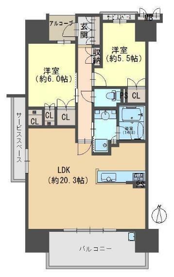 ジオ高槻大畑町(3LDK) 13階の間取り図