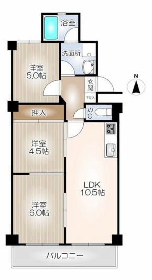 宝大幸ハイツ(3LDK) 5階の内観