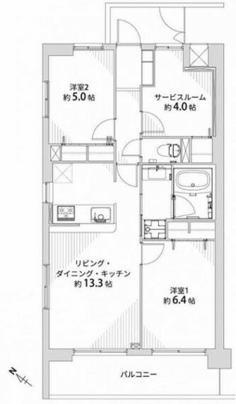 シオン西岡本(3LDK) 3階の間取り図
