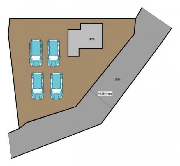 【区画図】4台駐車可能になります。