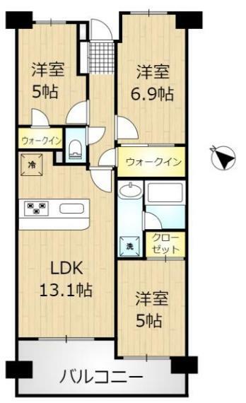 アイディーコート東青梅(3LDK) 6階の間取り図