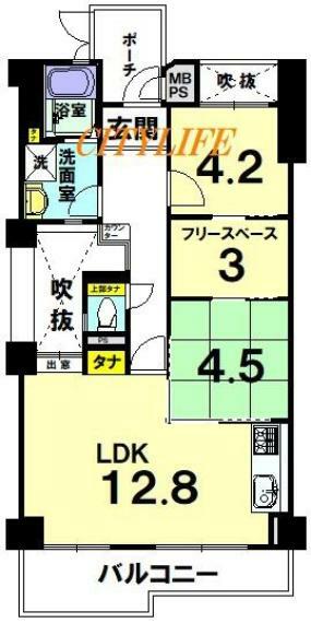 サンマンション西京極(2LDK) 7階の間取り図