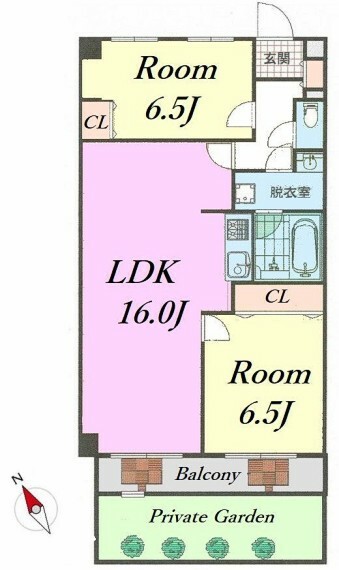 東大和ナショナルコート(2LDK) 1階の間取り図
