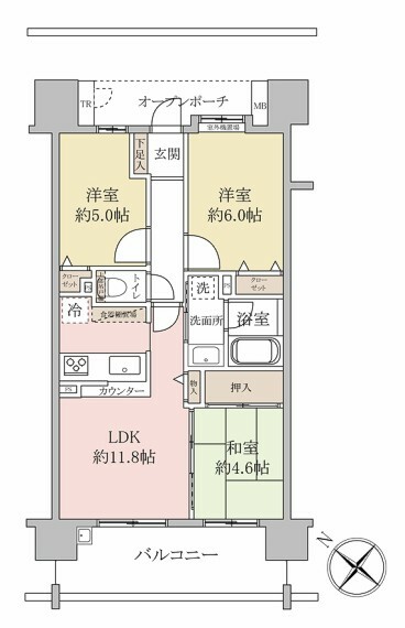 東京アクアガーデン(3LDK) 8階の間取り図