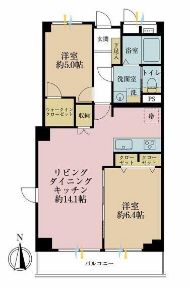 藤和梅島ハイタウンC棟(2LDK) 3階の間取り図