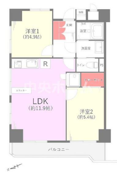 ライオンズマンション墨田(2LDK) 4階の間取り図