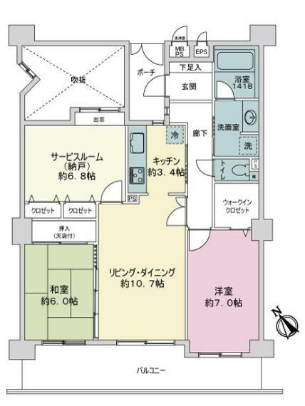 ライオンズマンション船橋塚田第二(2LDK) 2階の内観