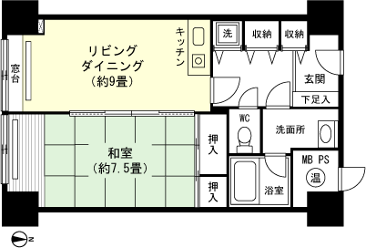 ライオンズマンション石打丸山(1LDK) 5階の間取り図