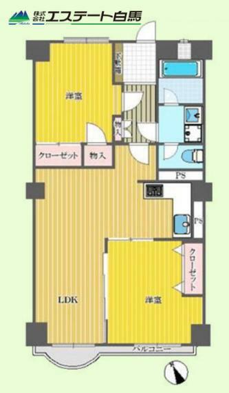 新所沢ミナミプラザ(2LDK) 3階の間取り図