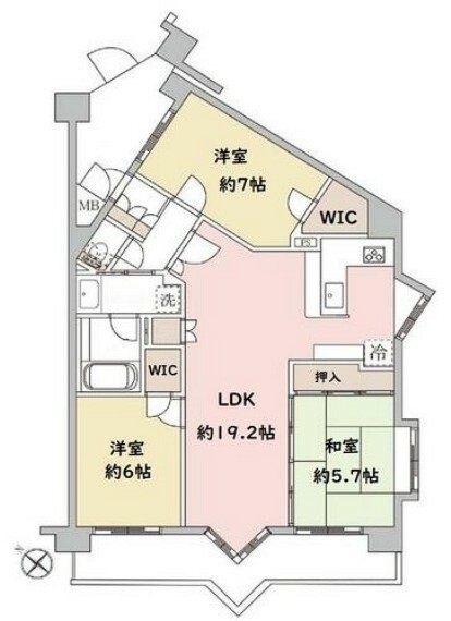 サンクレイドル鎌ケ谷(3LDK) 3階の間取り図