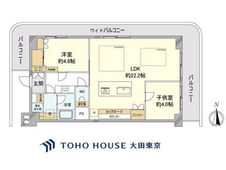 多摩川ビューハイツ(2LDK) 4階の間取り図