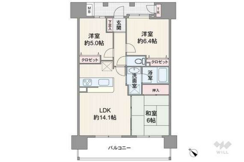 東京アクアガーデン(3LDK) 13階の間取り図