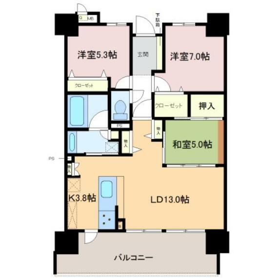サーパス陽東桜レジデンス(3LDK) 8階の間取り図